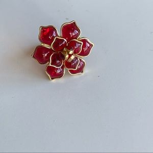 VTG gripoix revival rare poured resin red French adjustable ring